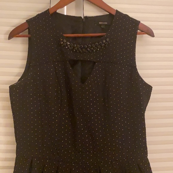 Size 4 RW&Co black and gold Polka dot HOLIDAY dress - Picture 1 of 6